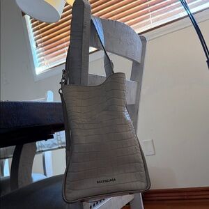 Balenciaga Croc-Embossed Leather Bag in Gray